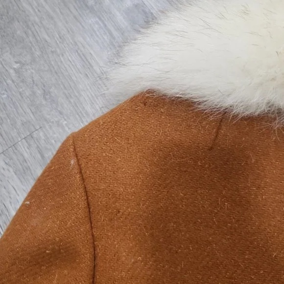 Fur Trimmed Women's Coat Suede - Picture 9 of 16